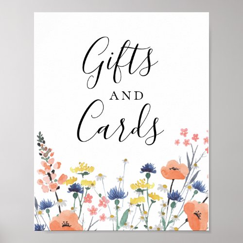 Wildflower watercolor floral Gifts Cards Sign