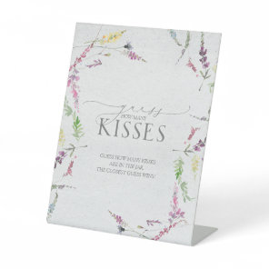 Wildflower Watercolor Floral How Many Kisses Pedestal Sign