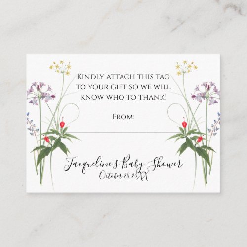 Wildflower Watercolor Floral n Bee Baby Shower Enc Enclosure Card