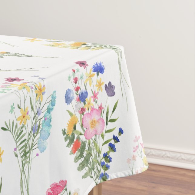  Wildflower Watercolor Floral Pattern Tablecloth (In Situ)
