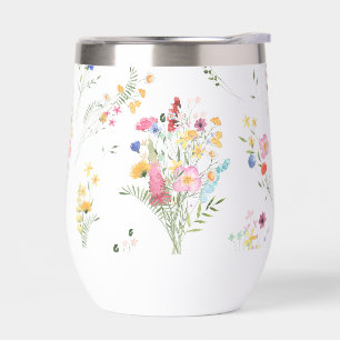 Wildflower Watercolor Floral Pattern Thermal Wine Tumbler