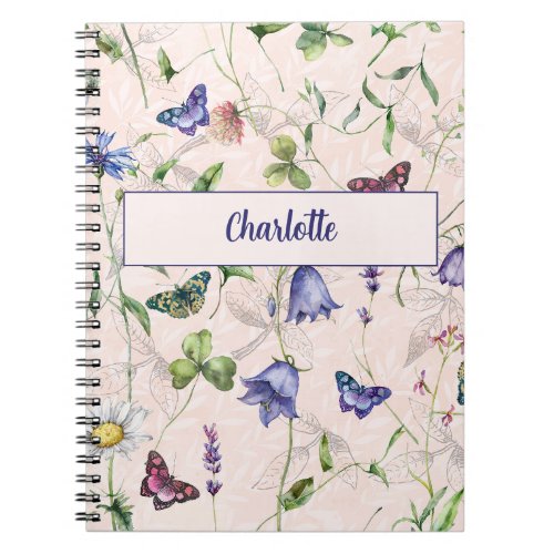 Wildflower Watercolor Floral Personalized Notebook