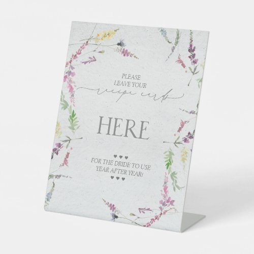 Wildflower Watercolor Floral Recipe Cards Here Pedestal Sign
