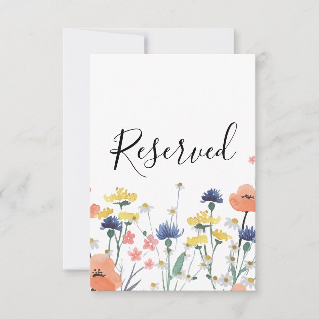Wildflower watercolor floral Reserved Sign Invitation (Front)