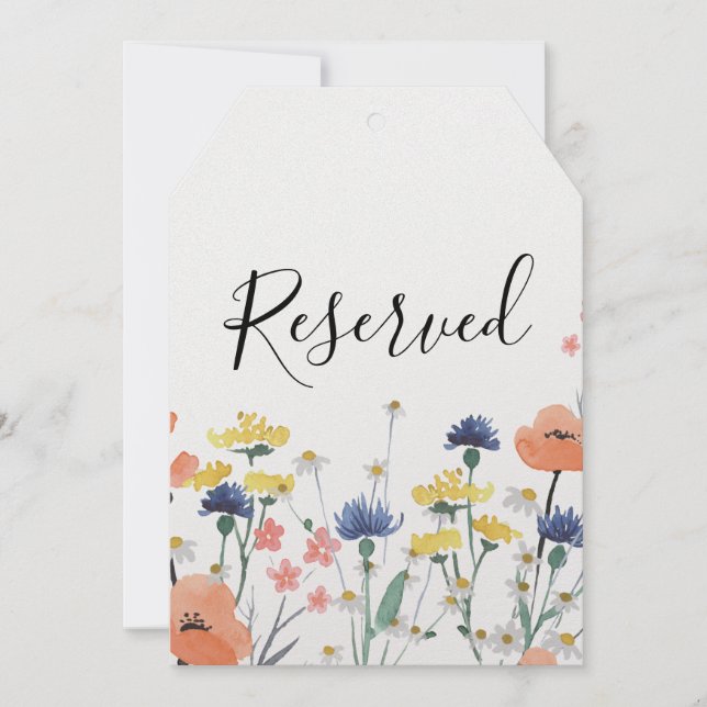 Wildflower watercolor floral Reserved Sign Invitation (Front)