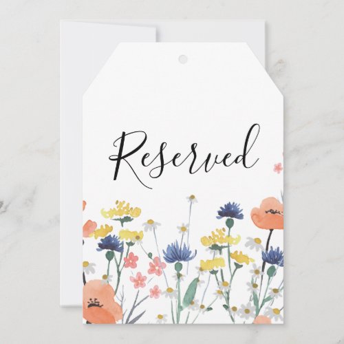 Wildflower watercolor floral Reserved Sign Invitation