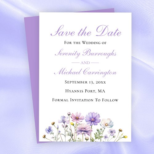 Wildflower Watercolor Floral Save the Date Wedding Invitation