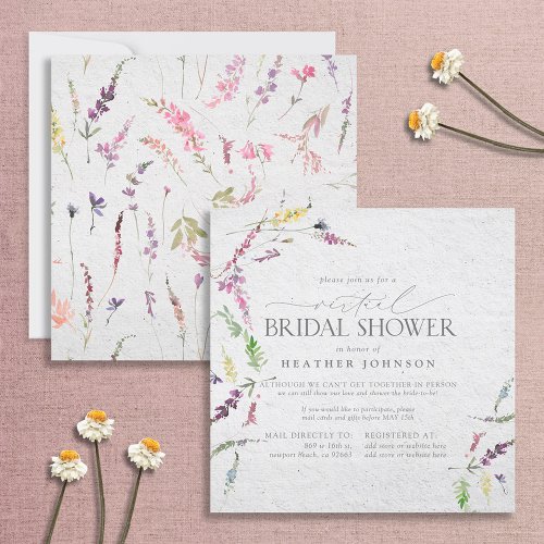 Wildflower Watercolor Floral Virtual Shower Invitation