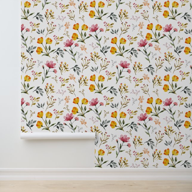 Wildflower Watercolor Floral Wallpaper (Application)
