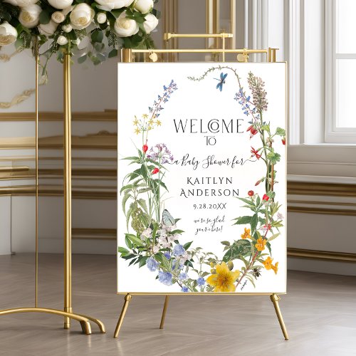 Wildflower Watercolor Floral Welcome Baby Shower Poster