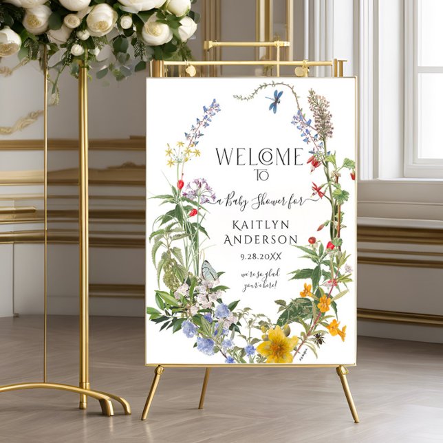 Wildflower Watercolor Floral Welcome Baby Shower Poster (Creator Uploaded)
