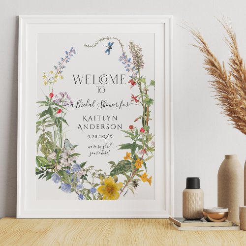 Wildflower Watercolor Floral Welcome Bridal Shower Poster