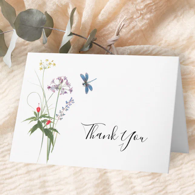 Wildflower Watercolor Flowers Bridal Thank You Card | Zazzle
