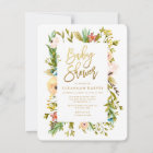 Wildflower Watercolor GOLD Calligraphy Baby Shower