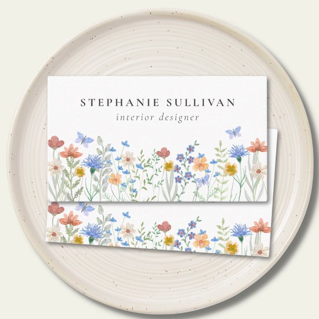 Wildflower Watercolor Interior Designer Business Card (Creator Uploaded)