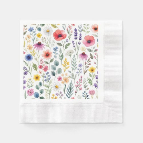 Wildflower Watercolor Meadow Botanical Floral Napkins