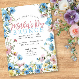 Wildflower Watercolor Modern Mother's Day Brunch Invitation