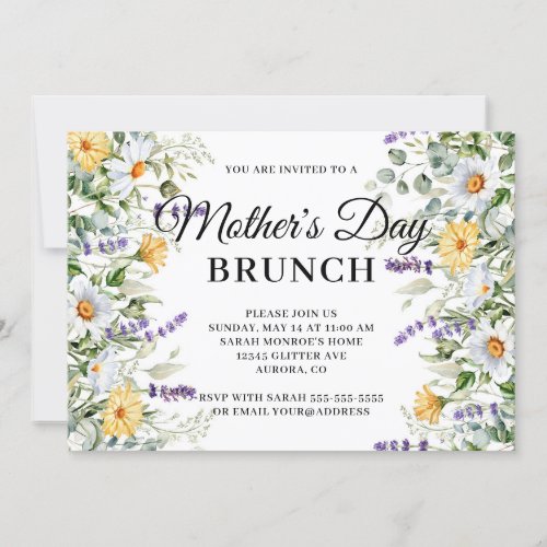 Wildflower Watercolor Mothers Day Brunch Invitation