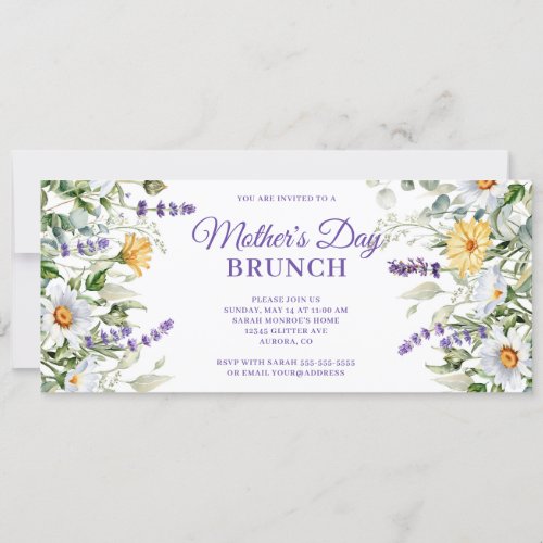 Wildflower Watercolor Mothers Day Brunch Invitation