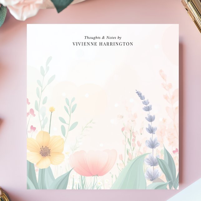 Wildflower Watercolor Pastel Personalized Notepad (Creator Uploaded)