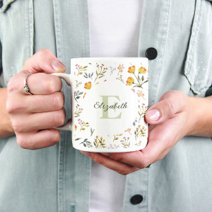 Wildflower Watercolor Personalize Coffee Mug
