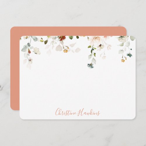 Wildflower Watercolor Pretty Floral Personalized N Note Card