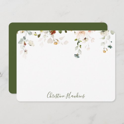 Wildflower Watercolor Pretty Floral Personalized N Note Card