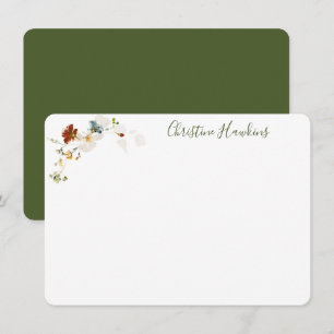 Wildflower Watercolor Pretty Floral Personalized N Note Card