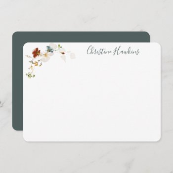 Wildflower Watercolor Pretty Floral Personalized N Note Card by Sweetbriar_Drive at Zazzle