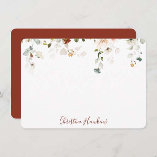 Wildflower Watercolor Pretty Floral Personalized Note Card