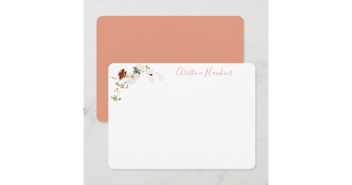 Wildflower Watercolor Pretty Floral Personalized Note Card | Zazzle