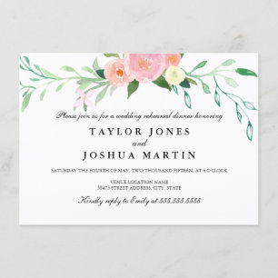 Wildflower Watercolor Rehearsal Dinner Invite