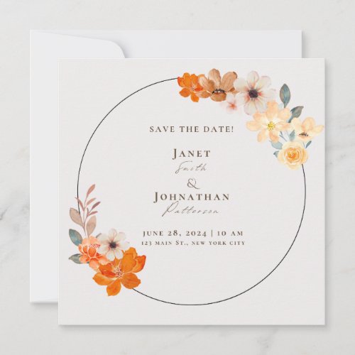 Wildflower Watercolor Save the Date Invitation