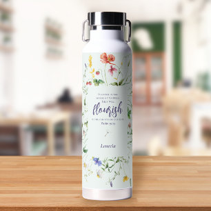 Wildflower Watercolor Scripture Personalized Water Bottle