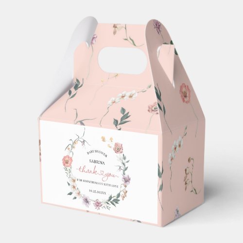 Wildflower Watercolor Spring Baby Shower Thank You Favor Boxes