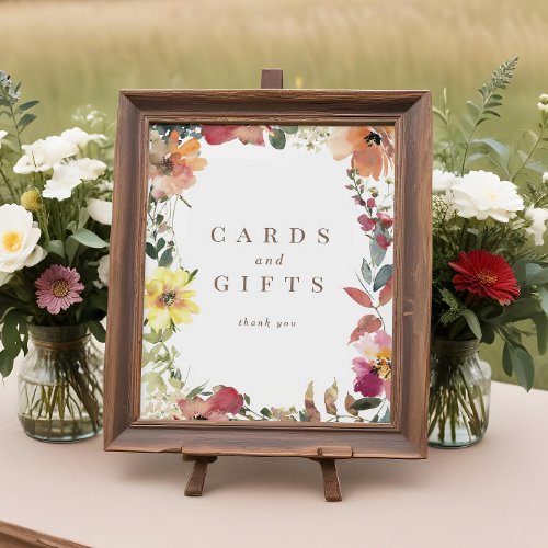 Wildflower Watercolor Wedding Cards Gifts Sign