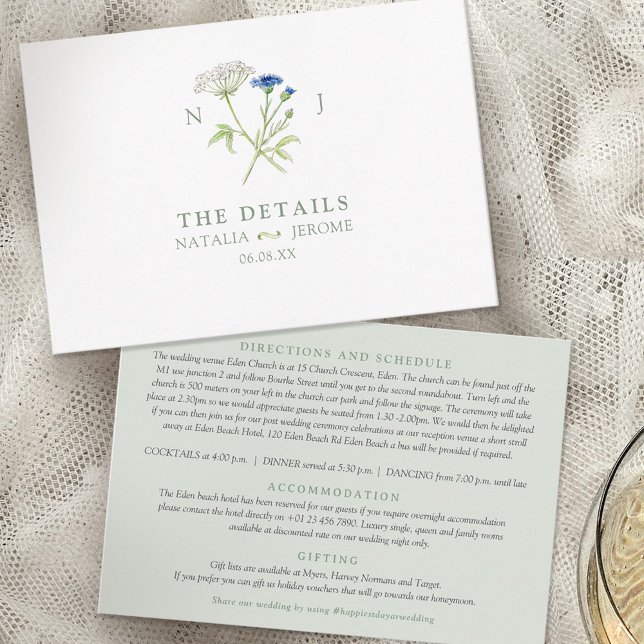 Wildflower watercolor wedding details  enclosure card (Creator Uploaded)