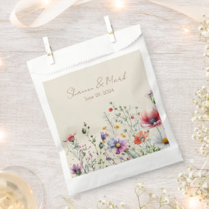 Wildflower Watercolor Wedding Favor Bag