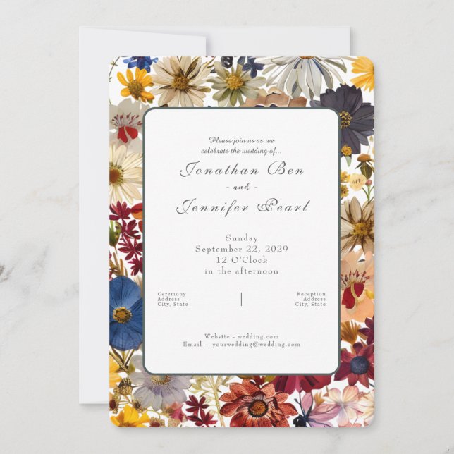  Wildflower Watercolor Wedding Invitation (Front)