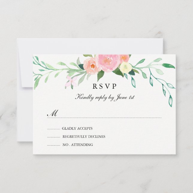 Wildflower Watercolor Wedding RSVP Card (Front)