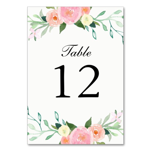 Wildflower Watercolor Wedding Table Cards