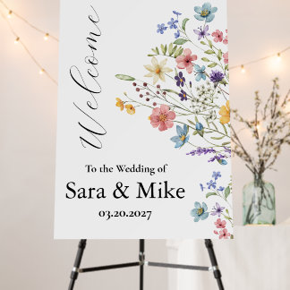 Wildflower Watercolor Wedding welcome sign