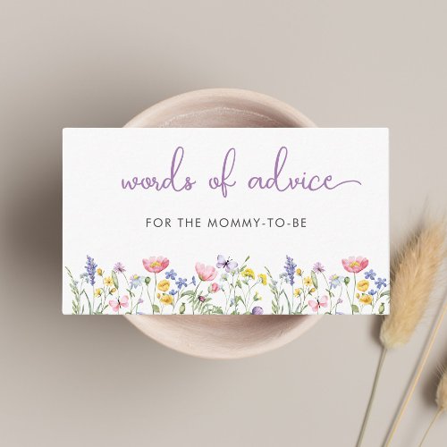 Wildflower Watercolor Words Of Advice Baby Shower Enclosure Card