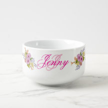 Wildflower WatercolSoup Mug Floral Monogram Design