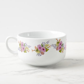 Wildflower WatercolSoup Mug Floral Monogram Design
