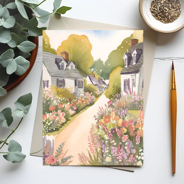 Wildflower Way | Coastal Beach Town Watercolor Postcard (Creator Uploaded)
