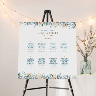 Wildflower Wedding 8 Table Seating Chart Sign
