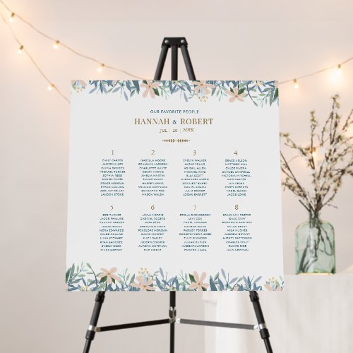 Wildflower Wedding 8 Table Seating Chart Sign
