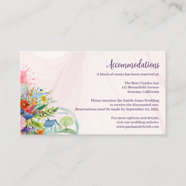 Wildflower Wedding Accommodations Enclosure Card (Front)