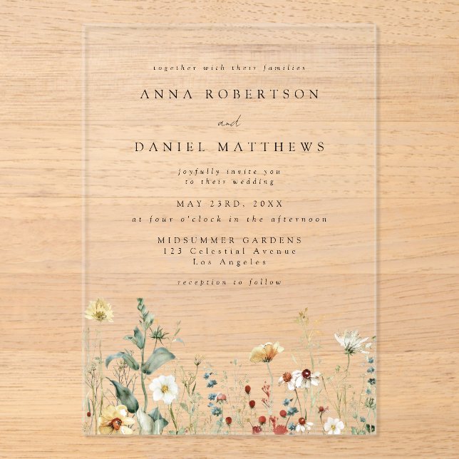 Wildflower Wedding Acrylic Invitations (Front)